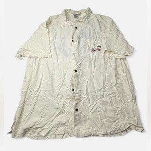 Disney Shirt Mens Sz XXL Ivory Button Up Mickey Mouse Island Paradise Hawaiian